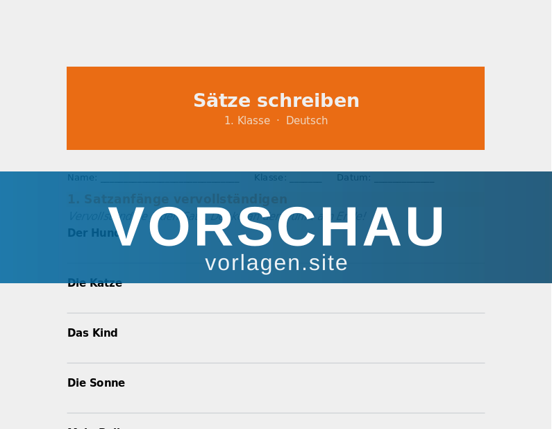 Sätze schreiben – mein erster Satz