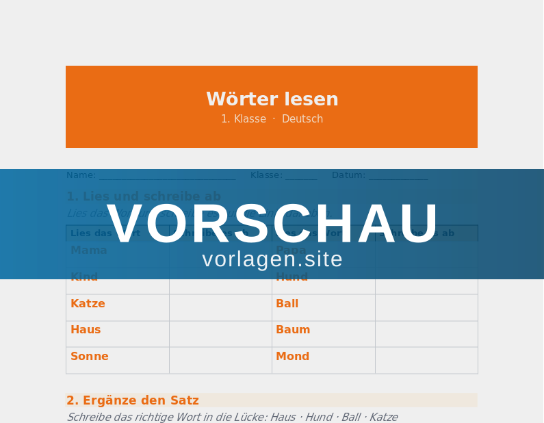 Wörter lesen und abschreiben