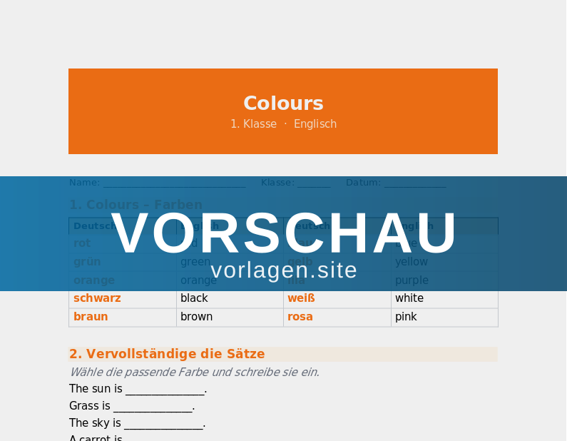 Colours – Farben auf Englisch
