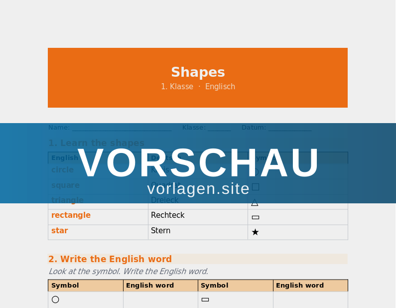 Shapes – Formen auf Englisch