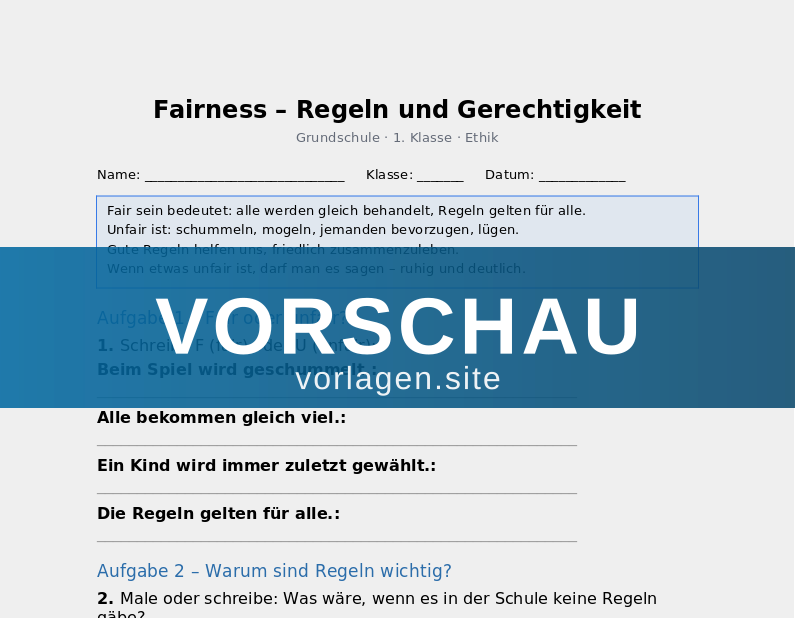 Fairness – Regeln und Gerechtigkeit