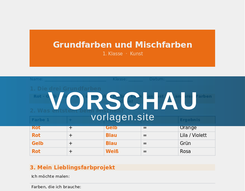 Grundfarben und Mischfarben