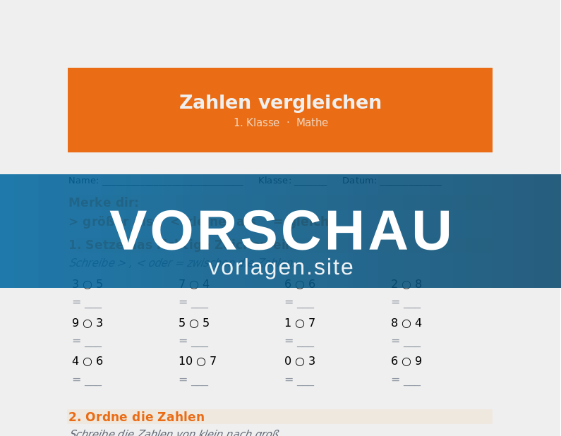 Zahlen vergleichen – größer, kleiner, gleich