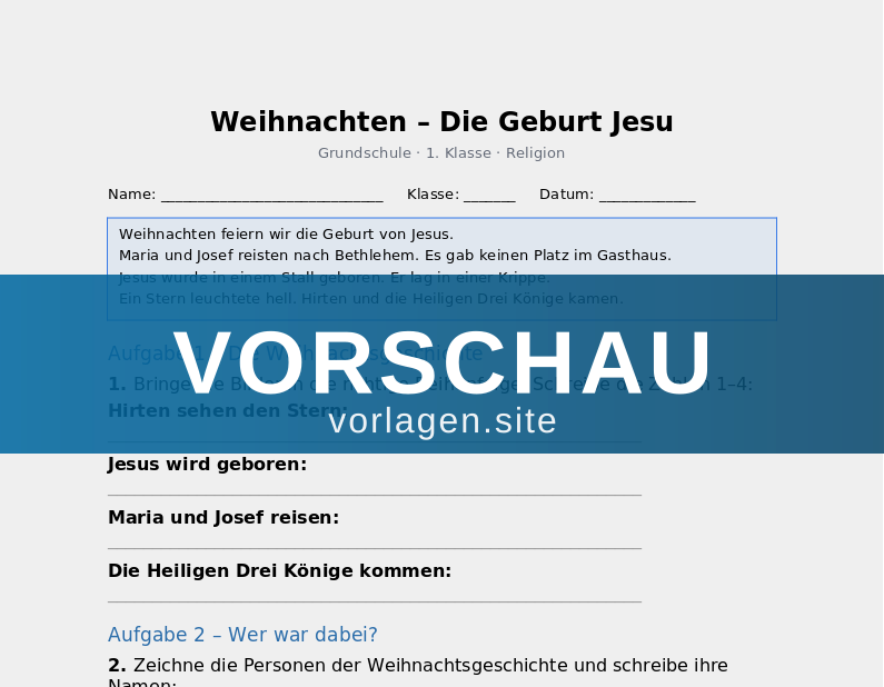 Weihnachten – Die Geburt Jesu