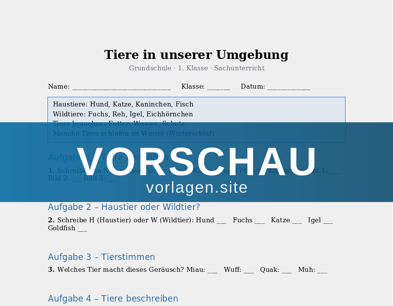 Tiere in unserer Umgebung