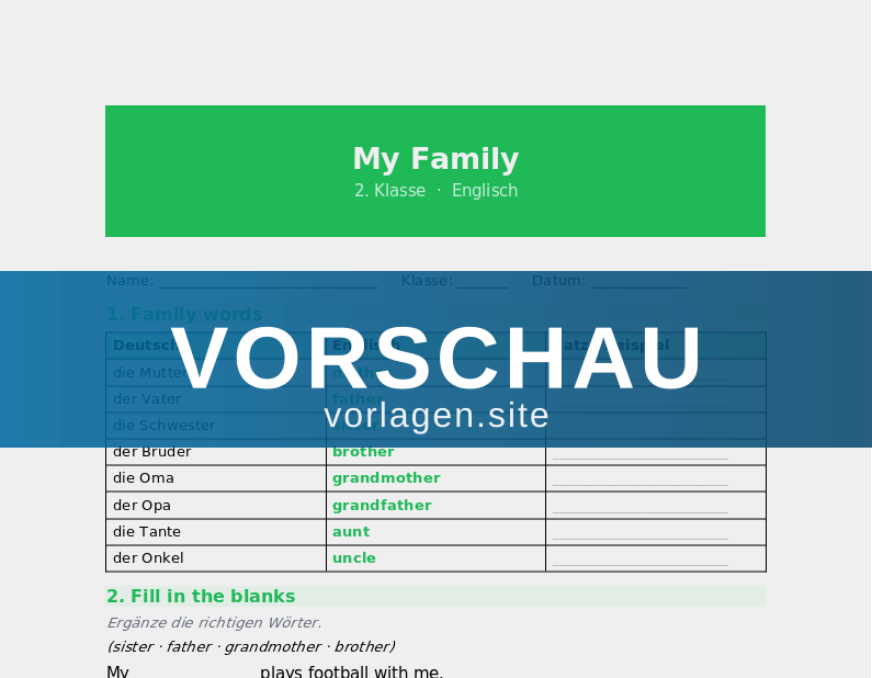 My Family – Worksheet