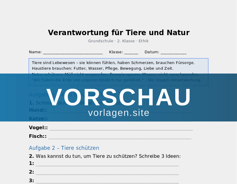 Verantwortung für Tiere und Natur
