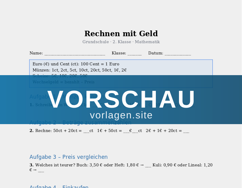 Rechnen mit Geld