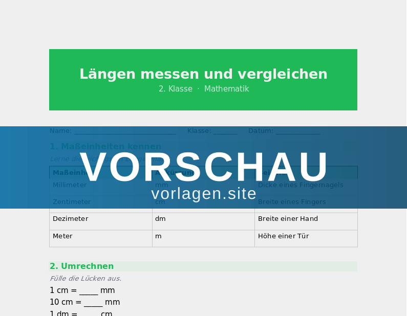 Längen messen – cm und m