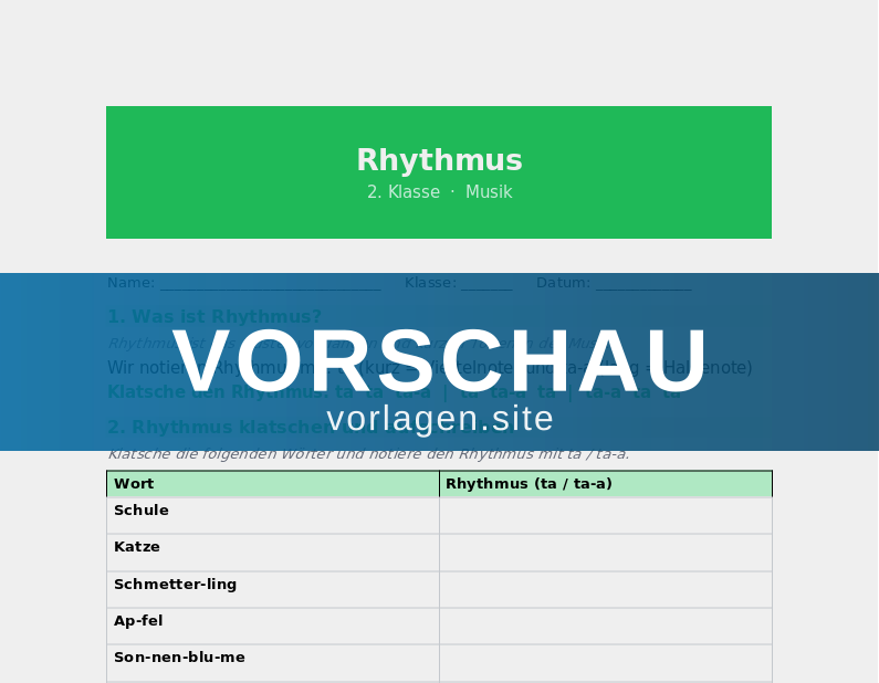 Rhythmus und Takt – Übungsblatt