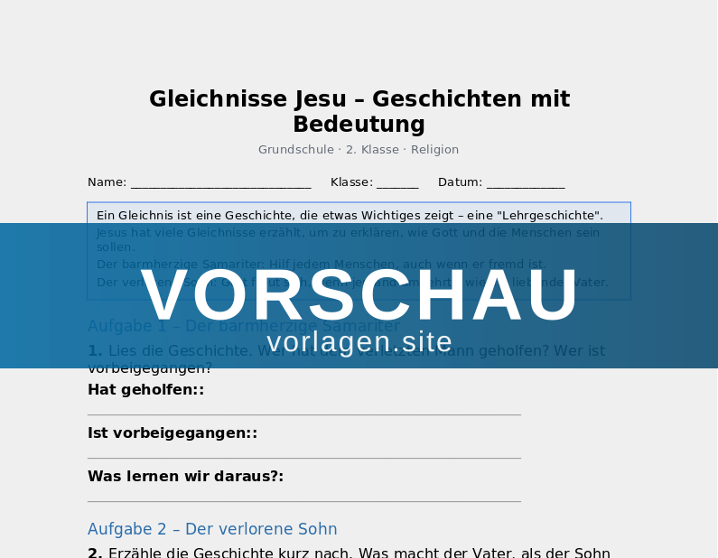 Gleichnisse Jesu – Geschichten mit Bedeutung