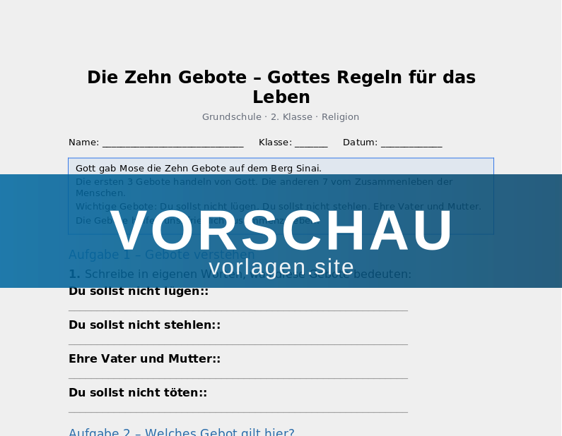 Die Zehn Gebote – Gottes Regeln für das Leben