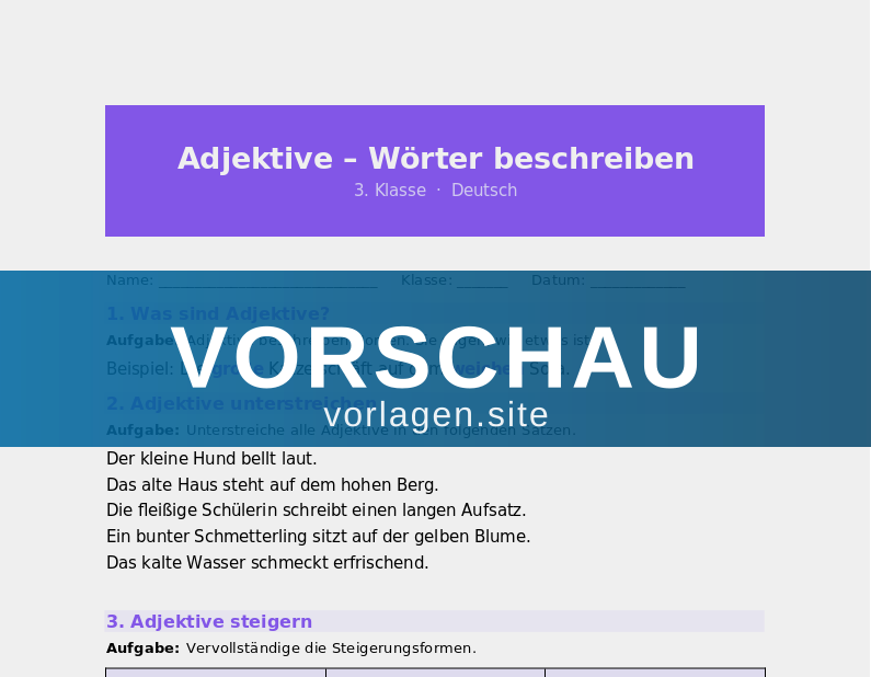Adjektive entdecken und steigern