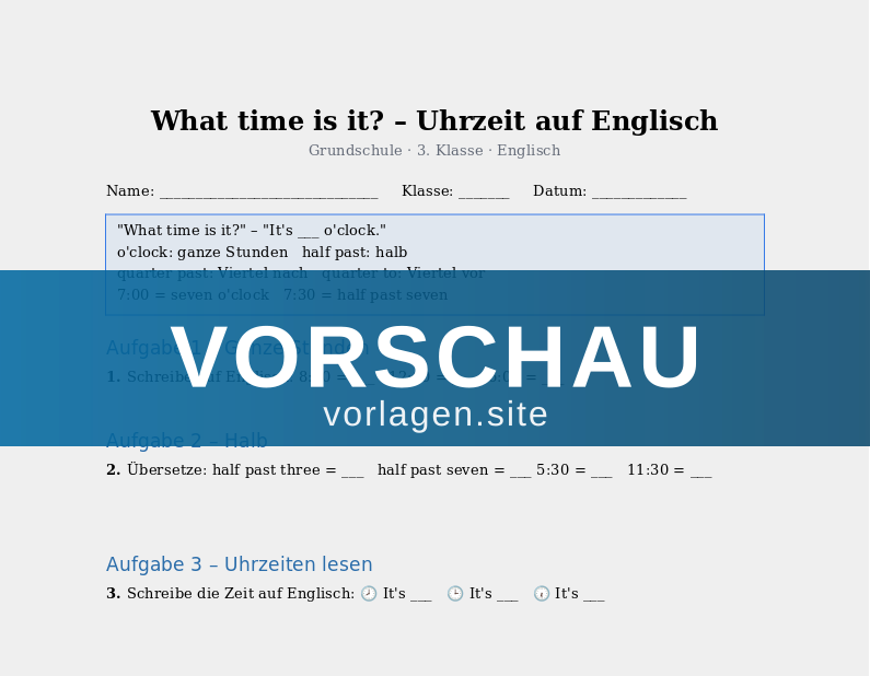 What time is it? – Uhrzeit auf Englisch