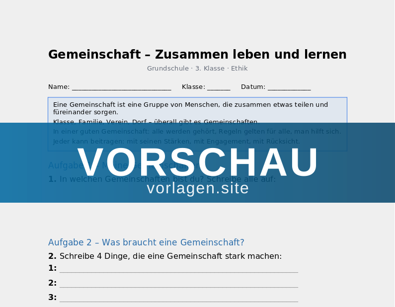 Gemeinschaft – Zusammen leben und lernen