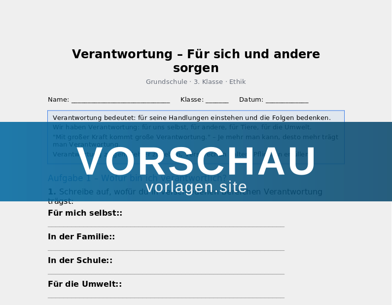 Verantwortung – Für sich und andere sorgen