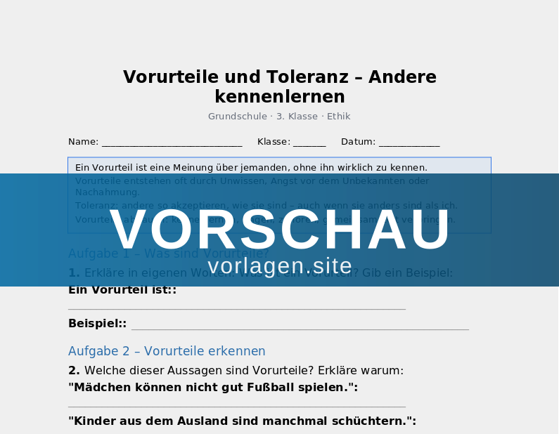 Vorurteile und Toleranz – Andere kennenlernen