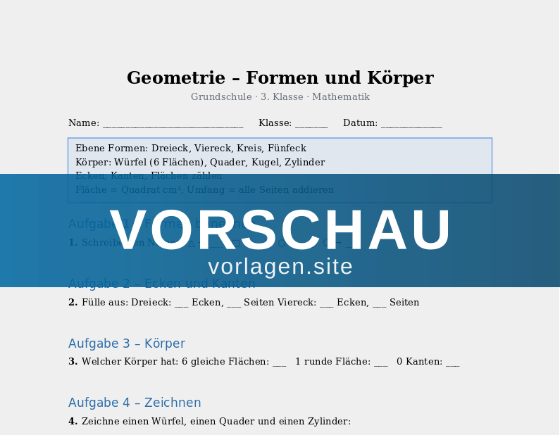 Geometrie – Formen und Körper