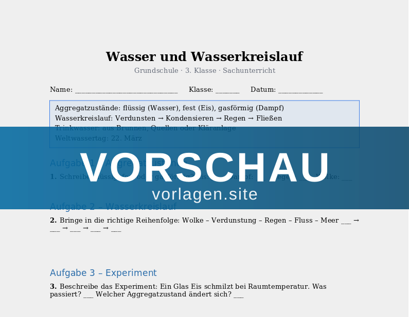 Wasser und Wasserkreislauf