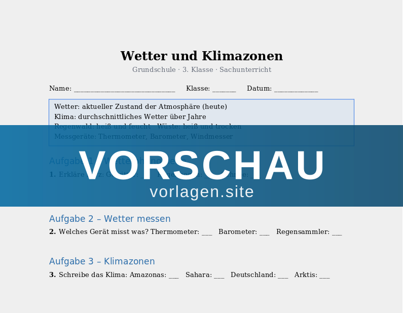 Wetter und Klimazonen