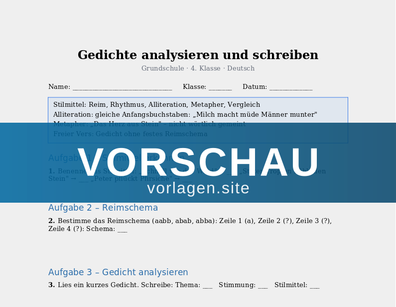 Gedichte analysieren und schreiben