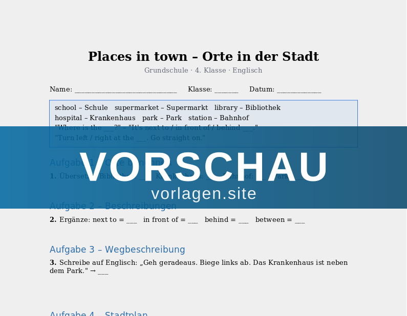 Places in town – Orte in der Stadt