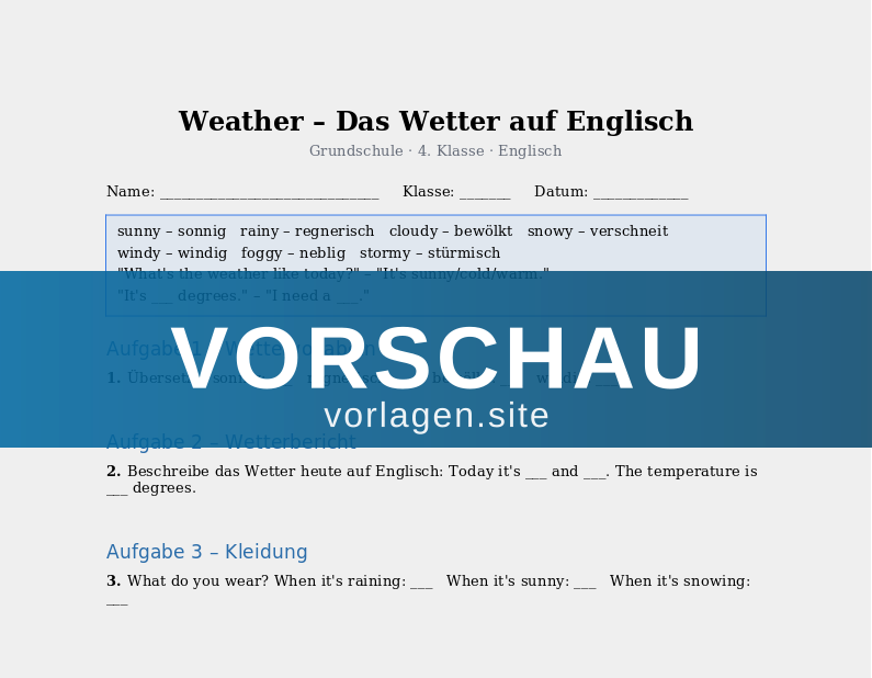 Weather – Das Wetter auf Englisch