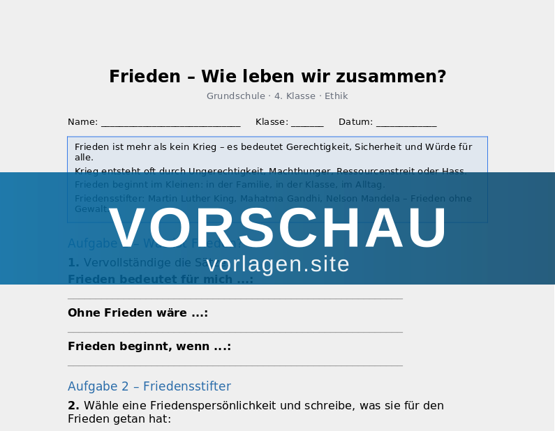 Frieden – Wie leben wir zusammen?