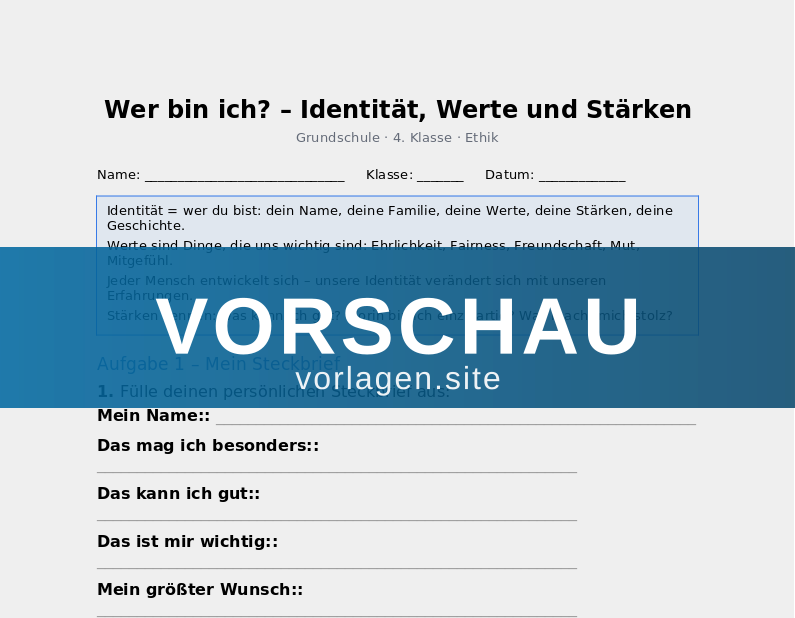 Wer bin ich? – Identität, Werte und Stärken