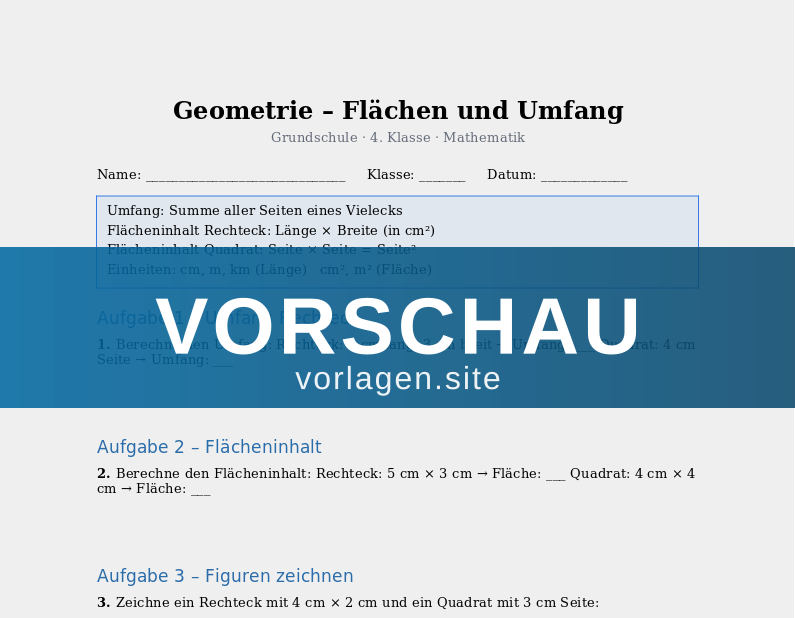 Geometrie – Flächen und Umfang