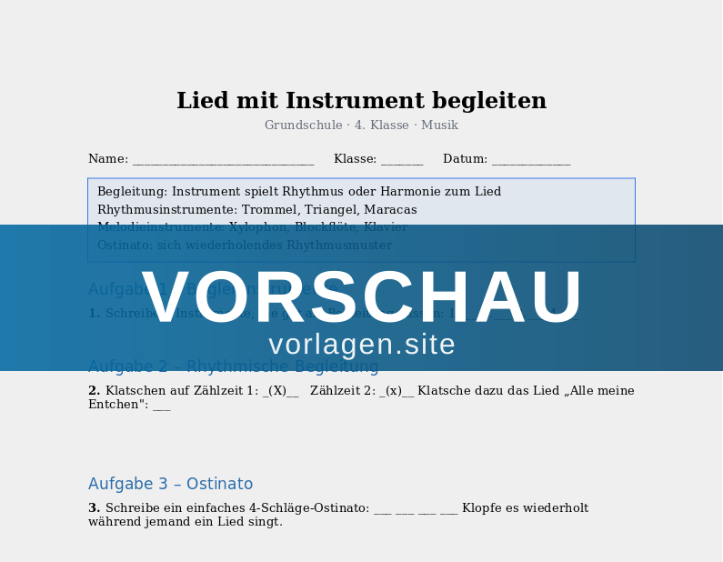 Lied mit Instrument begleiten