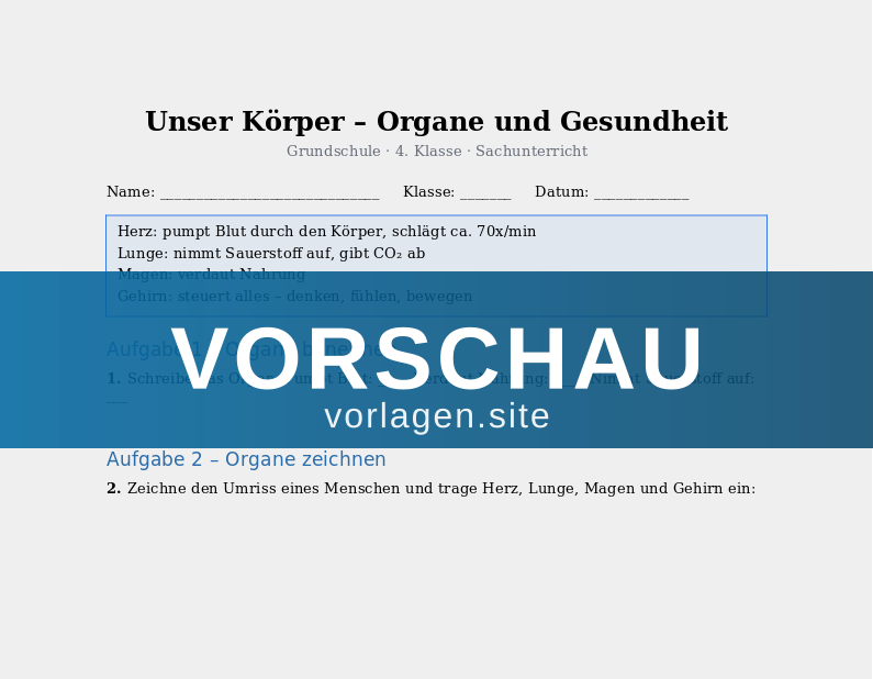 Unser Körper – Organe und Gesundheit