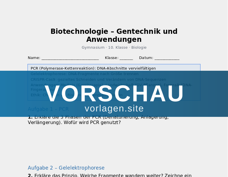 Biotechnologie – Gentechnik und Anwendungen