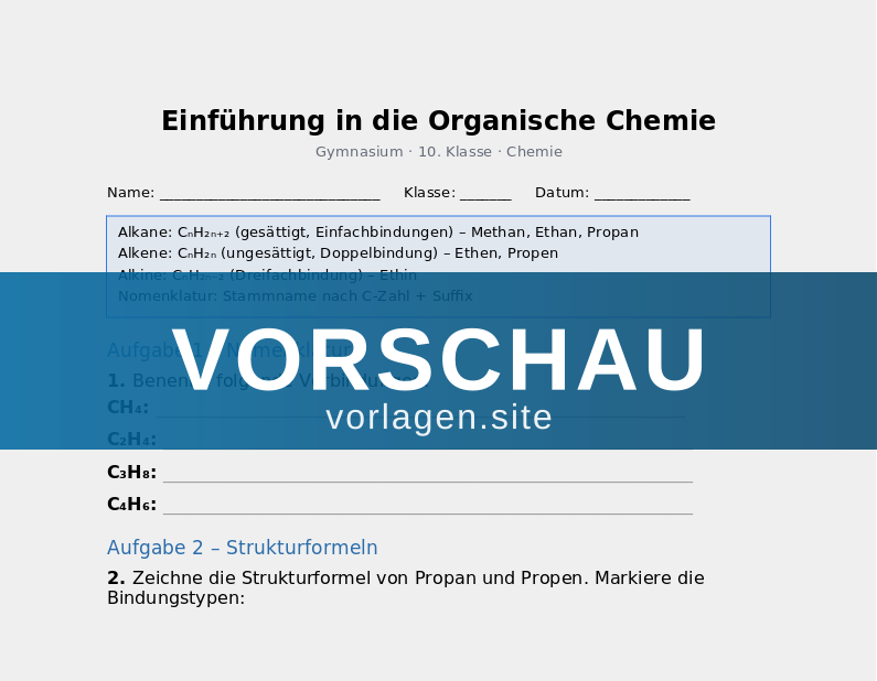 Organische Chemie – Kohlenwasserstoffe und Funktionsgruppen