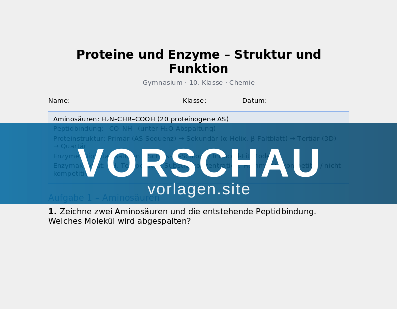 Proteine und Enzyme – Struktur und Funktion
