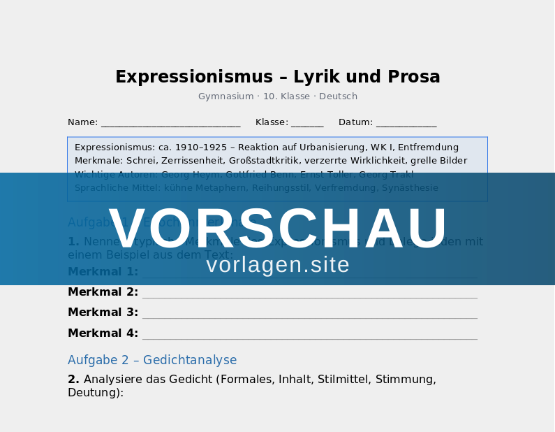 Expressionismus – Lyrik und Prosa