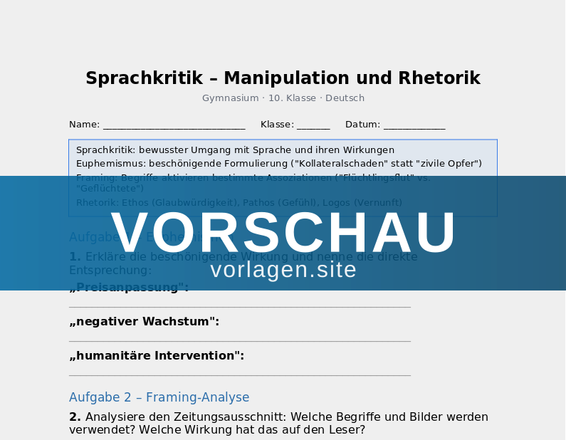 Sprachkritik – Manipulation und Rhetorik