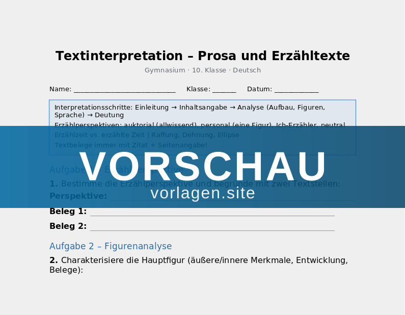 Textinterpretation – Prosa und Erzähltexte