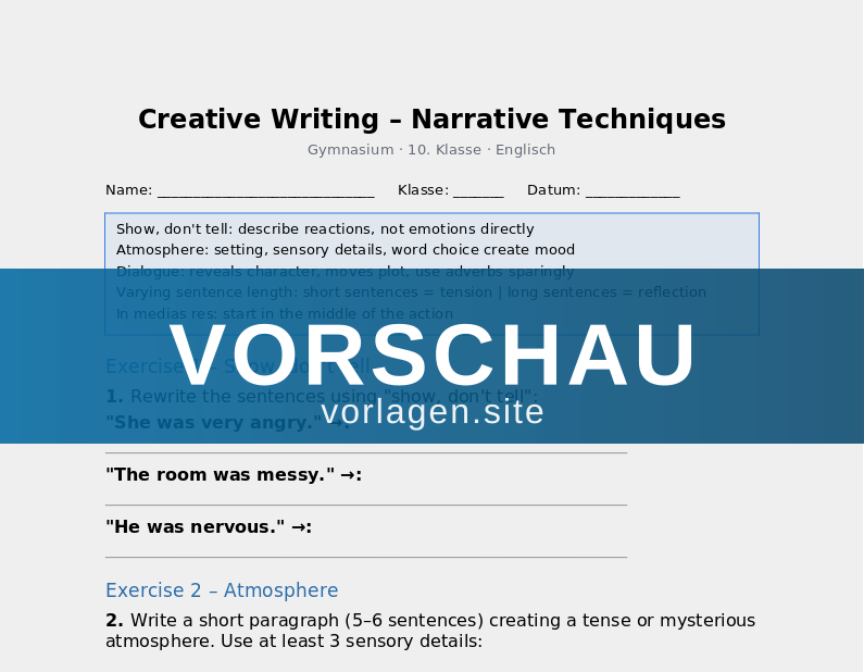 Creative Writing – Narrative Techniques