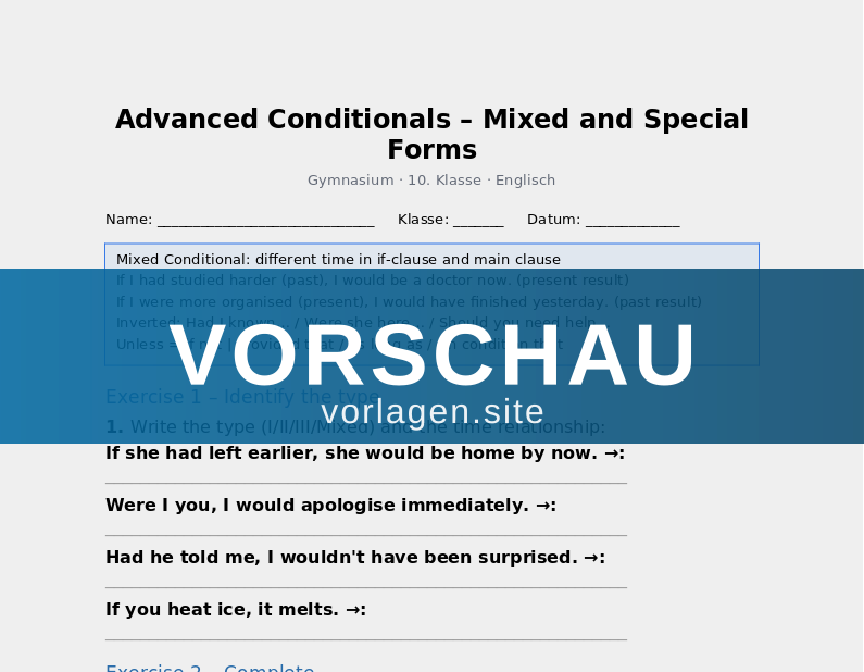 Advanced Conditionals – Mixed and Special Forms