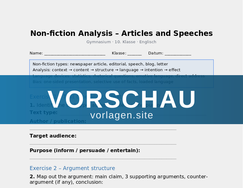 Non-fiction Analysis – Articles and Speeches