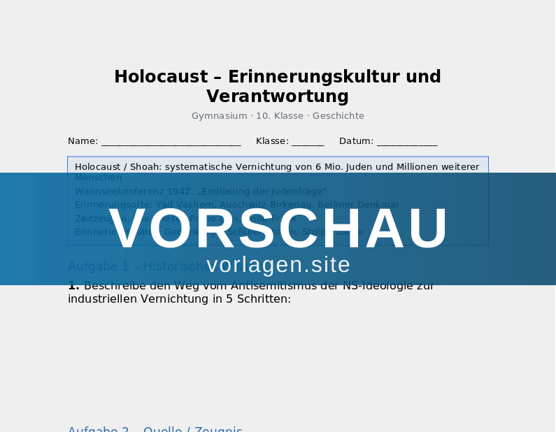 Holocaust – Erinnerungskultur und Verantwortung