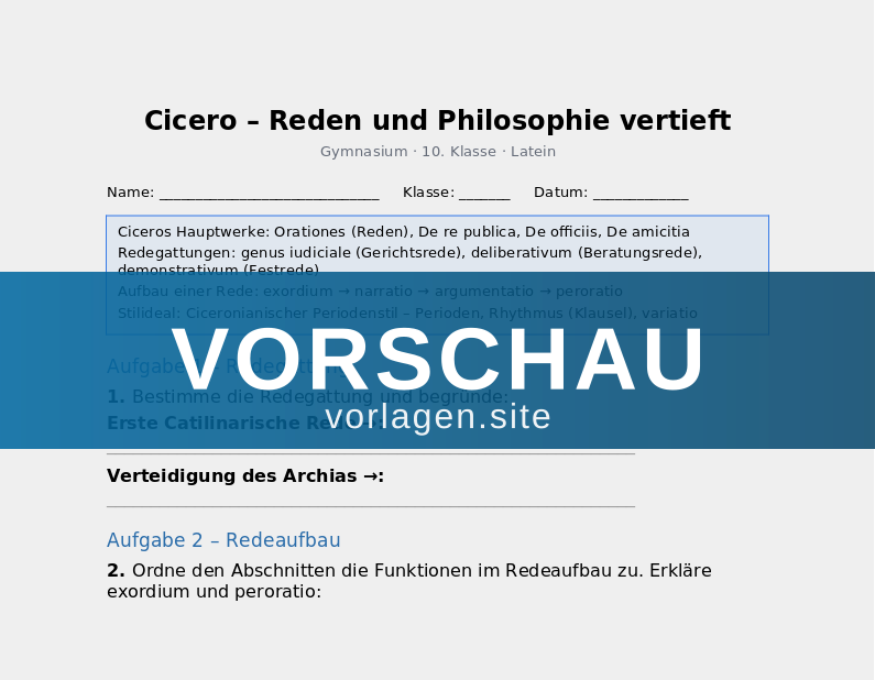 Cicero – Reden und Philosophie vertieft