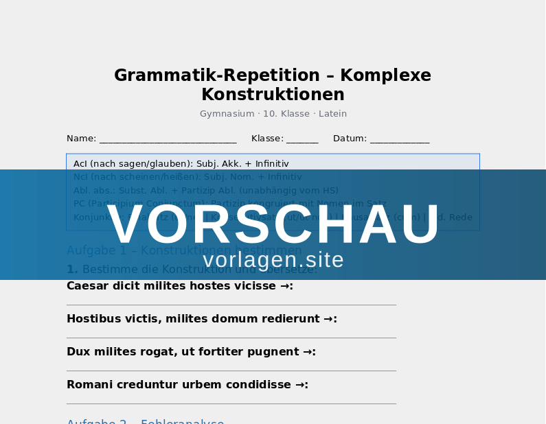 Grammatik-Repetition – Komplexe Konstruktionen