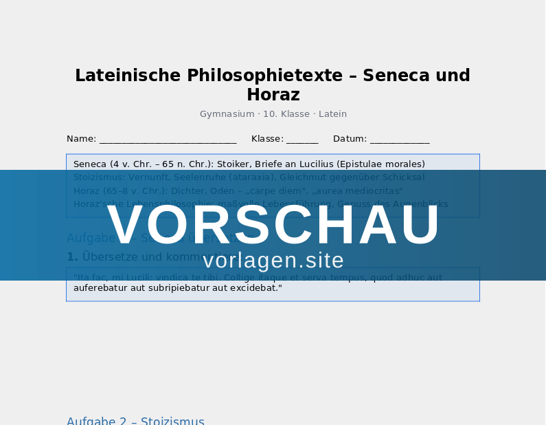 Lateinische Philosophietexte – Seneca und Horaz