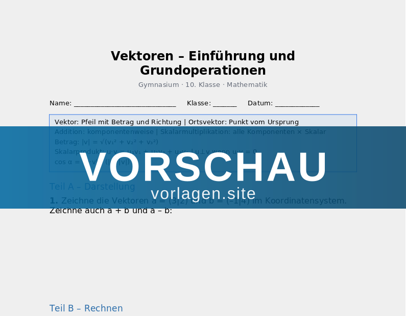 Vektoren – Einführung und Grundoperationen