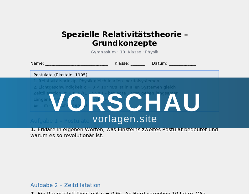 Spezielle Relativitätstheorie – Grundkonzepte