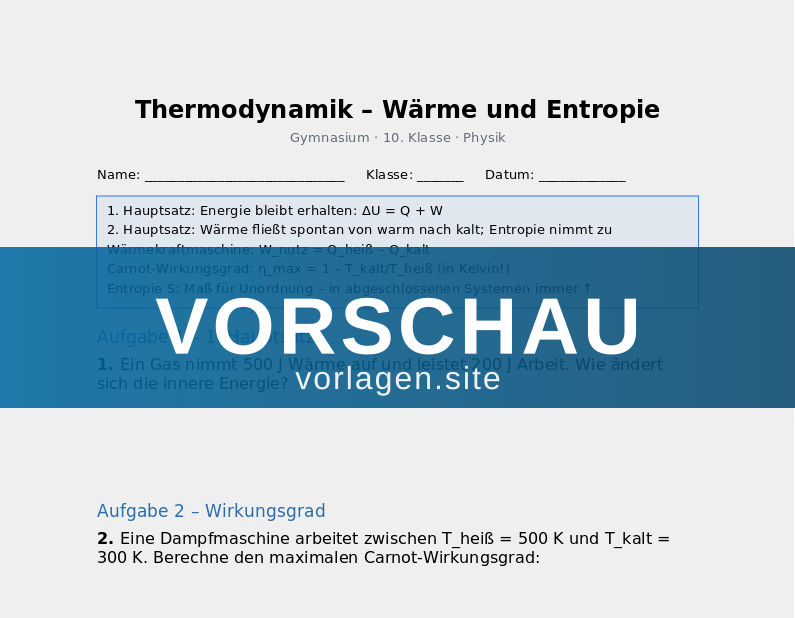 Thermodynamik – Wärme und Entropie