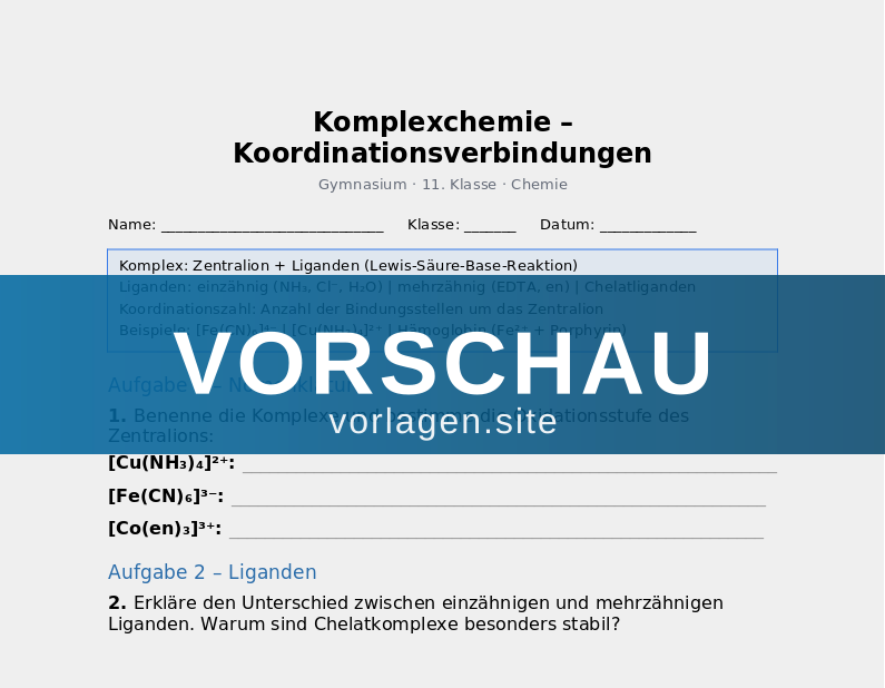 Komplexchemie – Koordinationsverbindungen