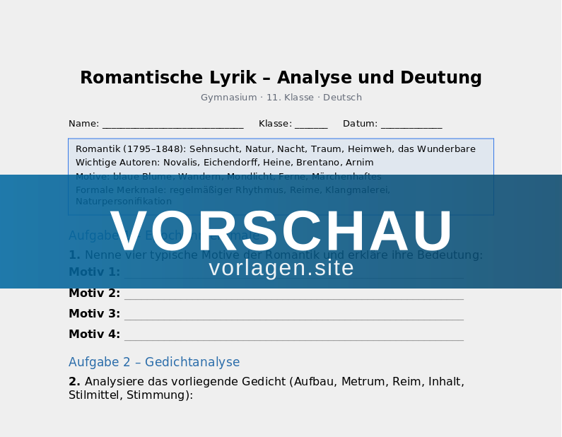 Romantische Lyrik – Analyse und Deutung
